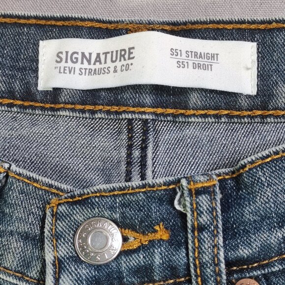 Signature by Levi Strauss S51 jeans men's size W29XL30 hard washed blue straight - Picture 6 of 15